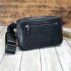 Шкіряна чоловіча сумка GS чорна бананка
