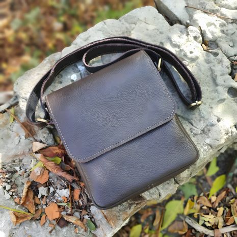 Кожаная мужская сумка GS флотар коричневая