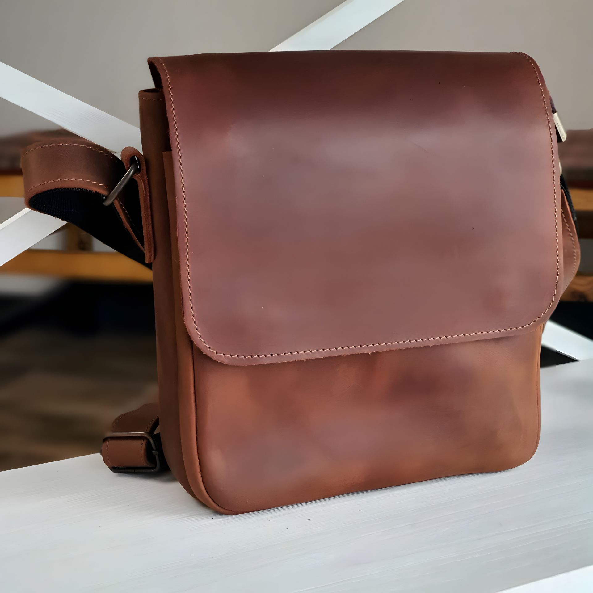 Сумка чоловіча повсякденна шкіряна GS 23*20*7 см коньячна Сумка чоловіча повсякденна шкіряна GS 23*20*7 см коньячна