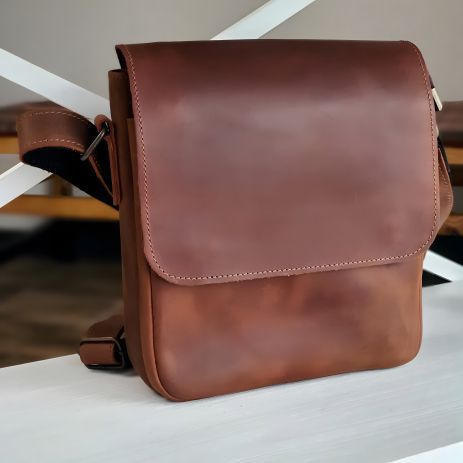 Сумка чоловіча повсякденна шкіряна GS 23*20*7 см коньячна Сумка чоловіча повсякденна шкіряна GS 23*20*7 см коньячна