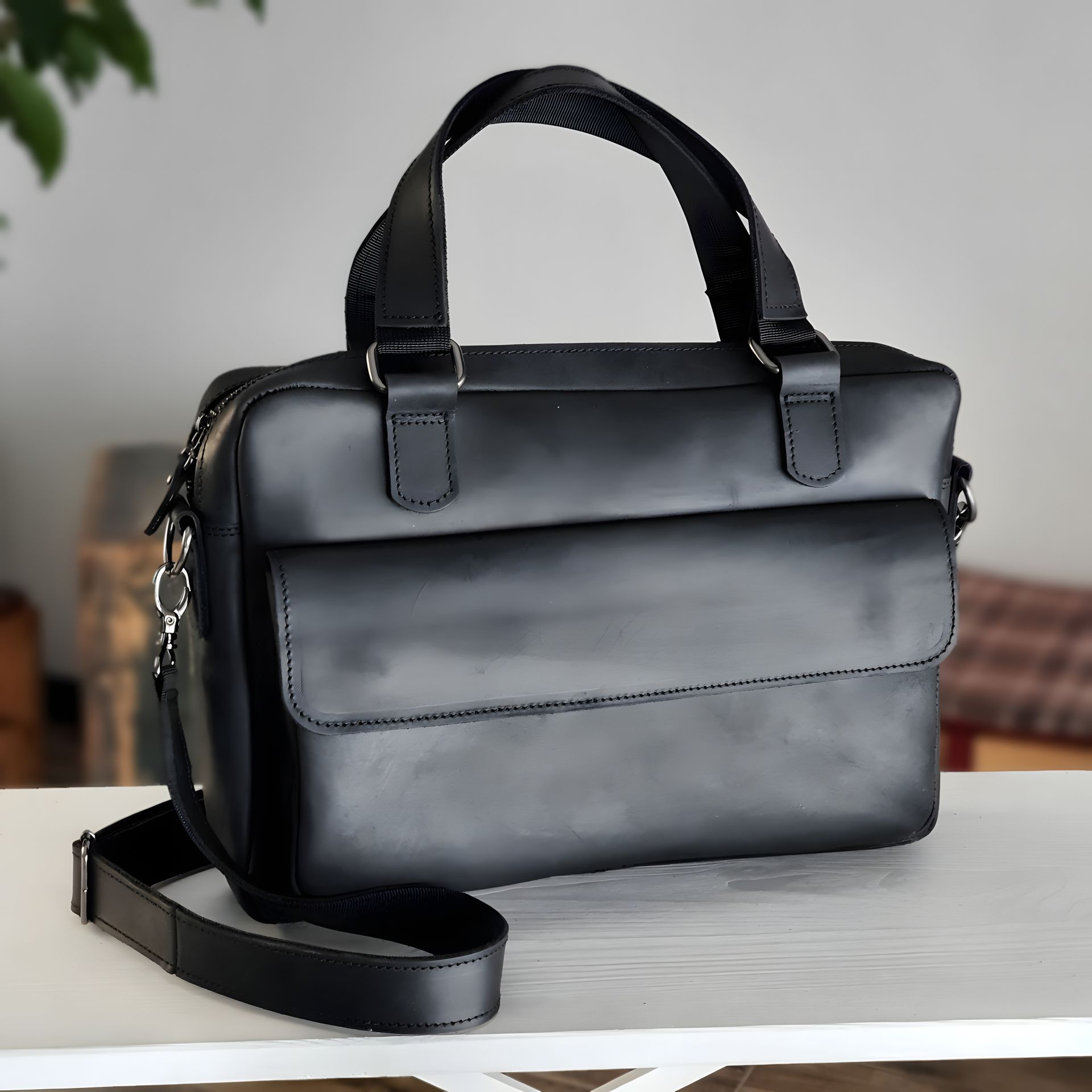 Черная мужская кожаная деловая сумка для документов GS Черная мужская кожаная деловая сумка для документов GS