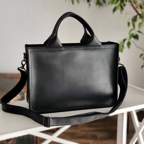 Сумка GS чорна шкіряна для документів