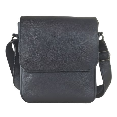 Мужская кожаная сумка через плечо GS 23*20*7 см флотар черная