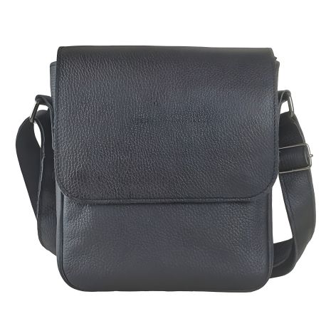 Мужская кожаная сумка через плечо GS 23*20*7 см флотар черная