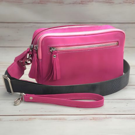 Кожана жіноча сумка GS розова, фуксія