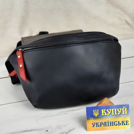 Женская кожаная поясная сумка бананка GS черная