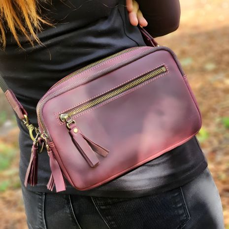 Жіноча шкіряна сумка GS бордова Жіноча шкіряна сумка GS бордова