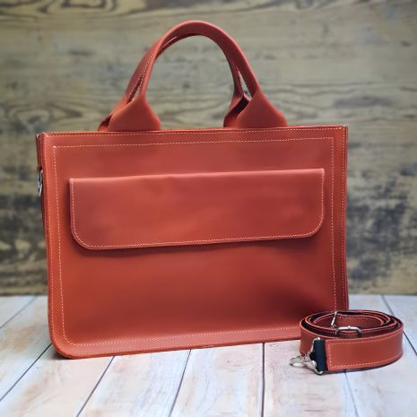 Офісна шкіряна сумка GS кольору червоного Офісна шкіряна сумка GS кольору червоного