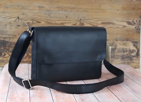 Черная мужская кожаная сумка через плечо GS 35*24*8 см