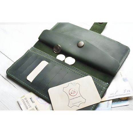 Женский кожаный кошелек GS зеленого цвета