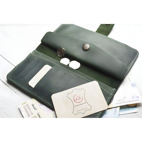 Женский кожаный кошелек GS зеленого цвета