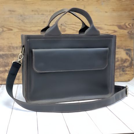Коричневая кожаная сумка для документов и ноутбука GS