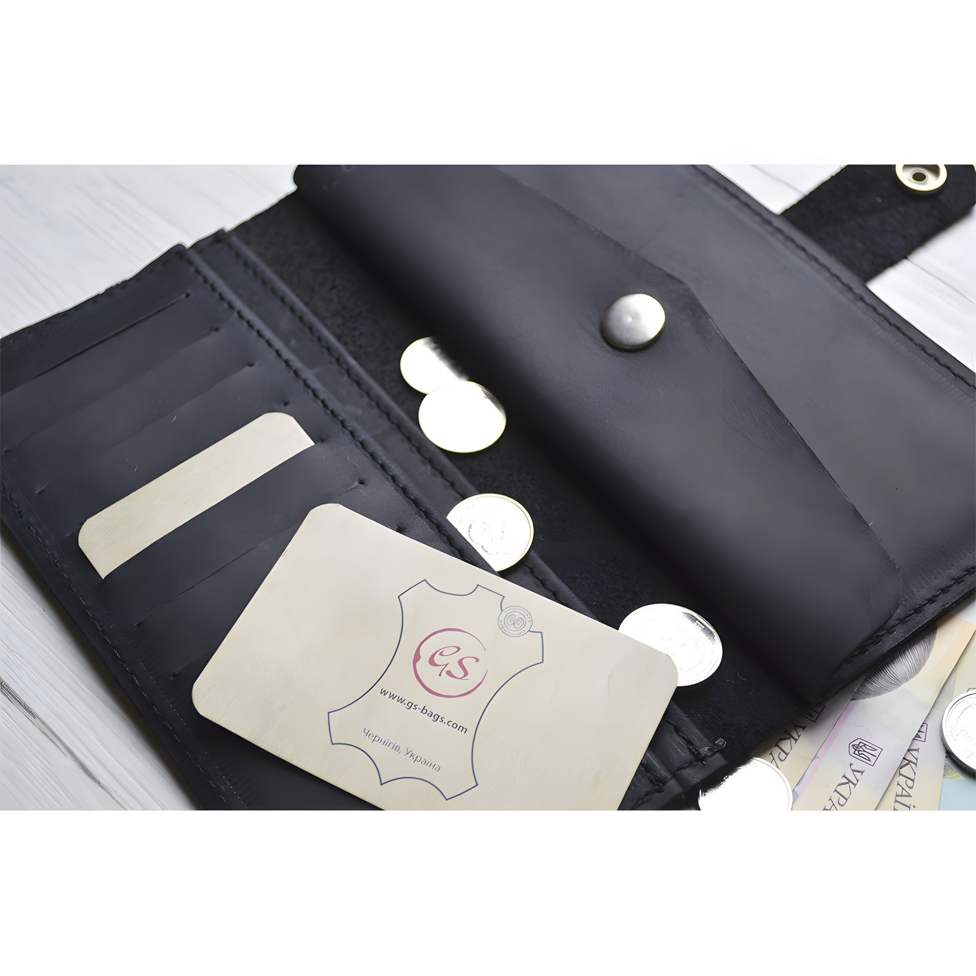 Женский кожаный кошелек GS черный Женский кожаный кошелек GS черный