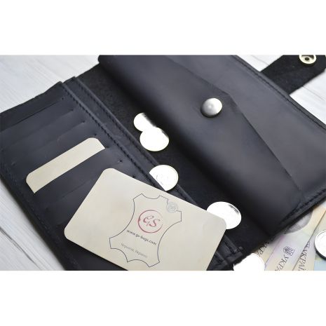 Жіночий шкіряний гаманець GS, чорний