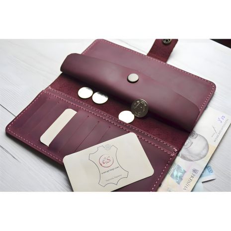 Женский кожаный кошелек GS бордовый Женский кожаный кошелек GS бордовый