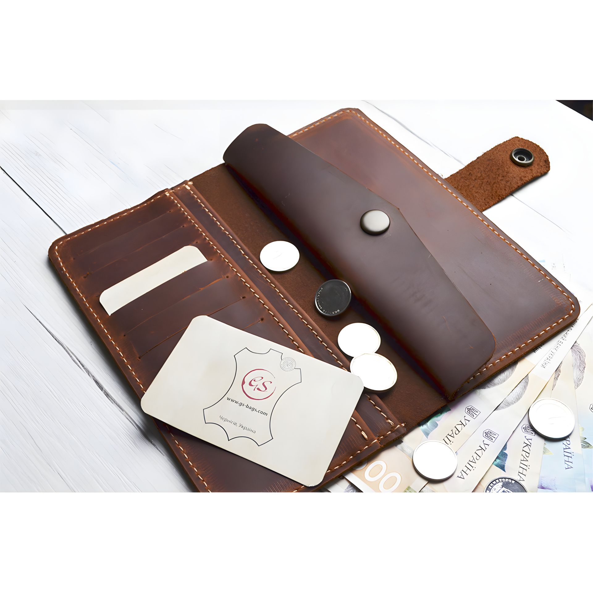 Шкіряний гаманець жіночий GS коньячний Шкіряний гаманець жіночий GS коньячний