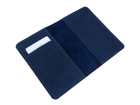 Синяя кожаная обложка для паспорта GS
