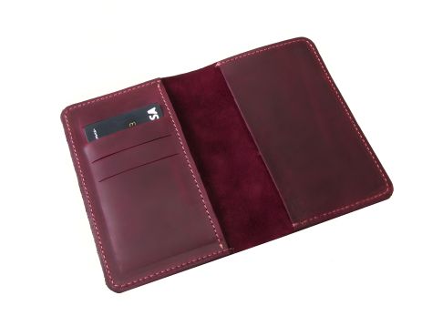 Кожаная обложка для паспорта GS бордовая Кожаная обложка для паспорта GS бордовая