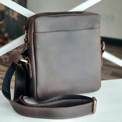 Коричнева чоловіча крос-боді сумка GS шкіряна 22*20*5 см