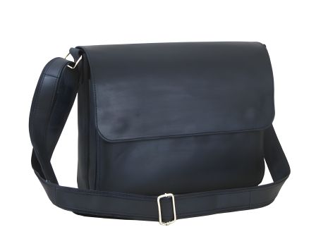 Чёрная кожаная сумка мессенджер для документов А4 GS Чёрная кожаная сумка мессенджер для документов А4 GS