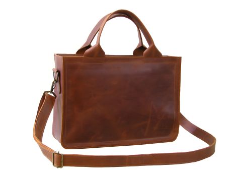 Сумка шкіряна для документів GS, коньячна