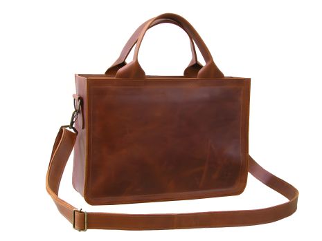 Сумка шкіряна для документів GS, коньячна