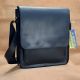 Мужская кожаная сумка GS через плечо 28*24*6 см черная