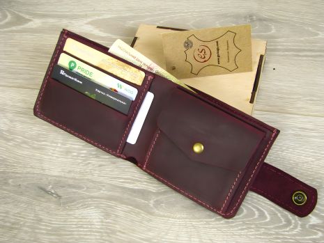 Женское кожаное портмоне GS бордового оттенка