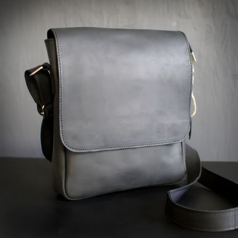 Черная мужская кожаная сумка через плечо GS, 28x24x5 см