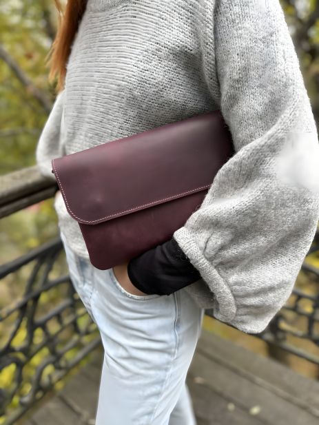 Жіночий шкіряний клатч GS бордовий