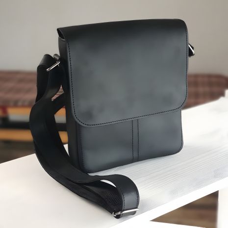 Чоловіча повсякденна шкіряна сумка GS 23*20*5 см чорна
