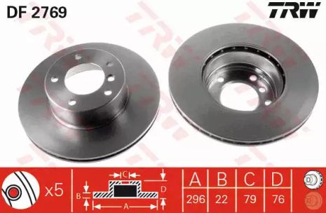 Диск тормозной (1 шт.) BMW 520d/520d Touring/520i/520i Touring/523i/523i Touring/525d/525d Tou, TRW