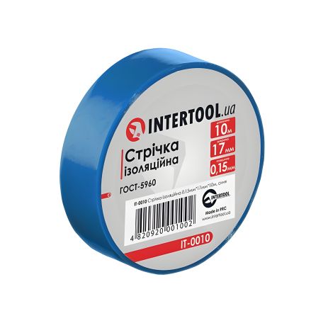 Стрічка ізоляційна 0.15мм*17мм*10м, синя INTERTOOL IT-0010