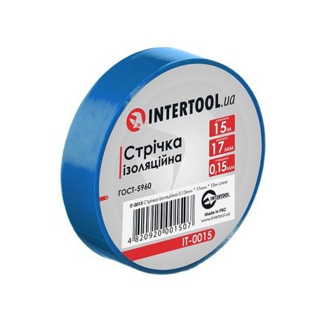 Лента изоляционная 15 м, 17*0.15 мм, синяя INTERTOOL IT-0015