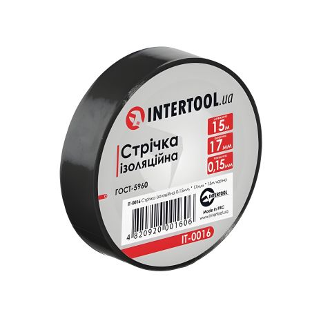 Ізоляційна стрічка 0.15mm * 17mm * 15m чорна INTERTOOL IT-0016
