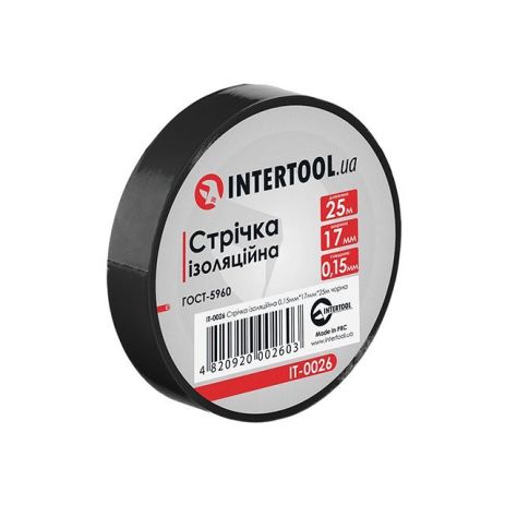 Лента изоляционная 25 м, 17*0,15 мм, черная INTERTOOL IT-0026