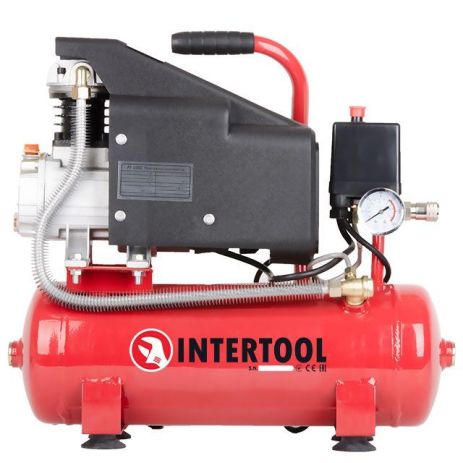 Компрессор 9 л, 0,75 кВт, 220 В, 8 атм, 160 л/мин INTERTOOL PT-0002