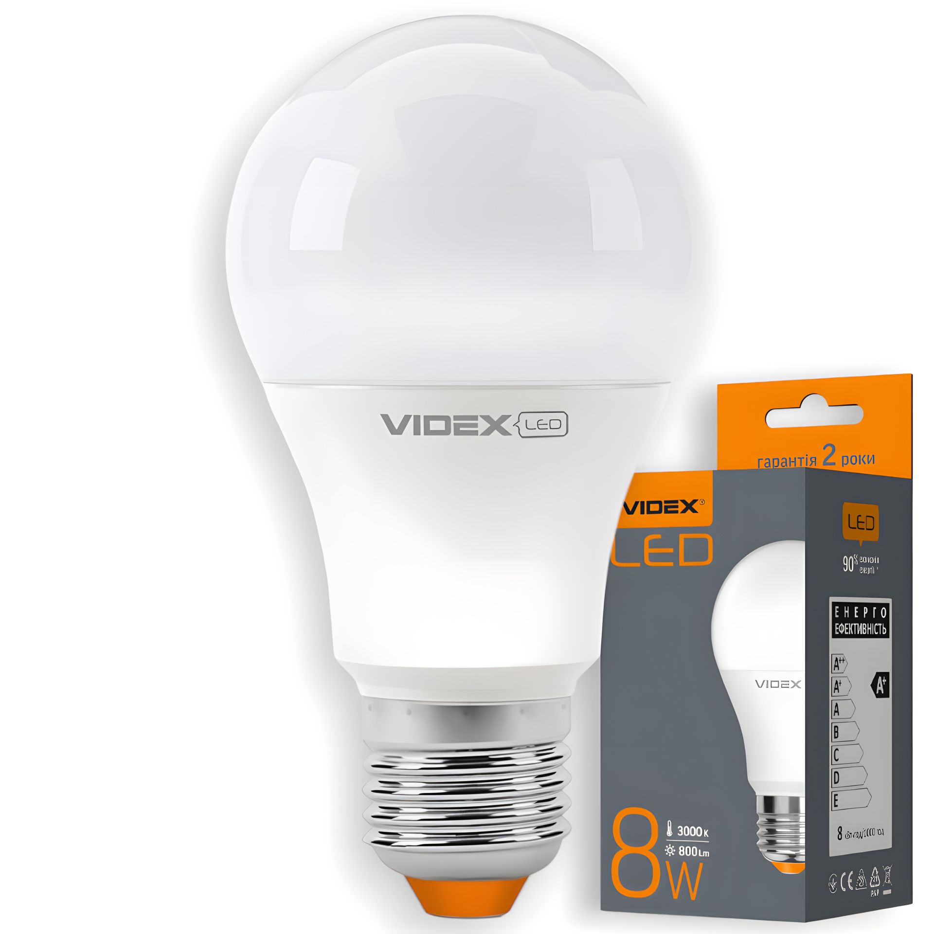 Светодиодная лампа VIDEX A60e, 8W, E27, 3000K (VL-A60e-08273) Светодиодная лампа VIDEX A60e, 8W, E27, 3000K (VL-A60e-08273)