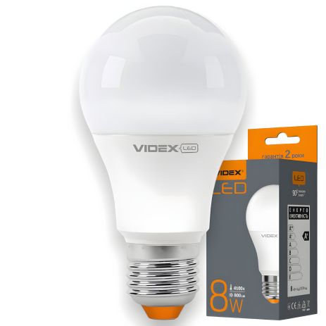 Світлодіодна лампа VIDEX A60e 8W E27 4100K (VL-A60e-08274)