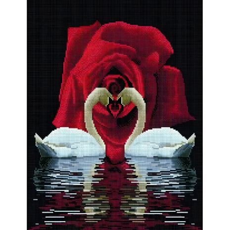 Алмазная мозаика "Лебеди и розы" 40х50 см (ColorArt SP006)
