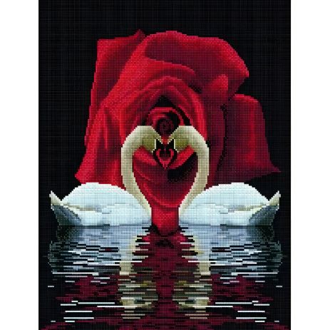 ЛЕБЕДІ І ТРОЯНДИ АЛМАЗНА МОЗАЇКА 40х50 см ColorArt SP006