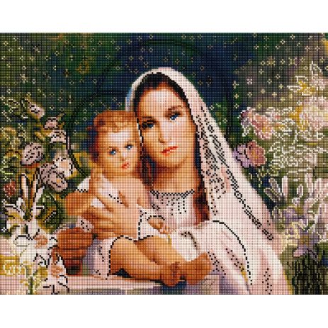 Мозаїка алмазна Ікона Діва Марія з Ісусом 40х50 см ColorArt SP011