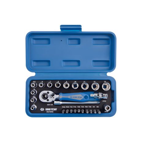 Набор головок 1/4" 27 ед. 6-ти гранные, (4-14mm)