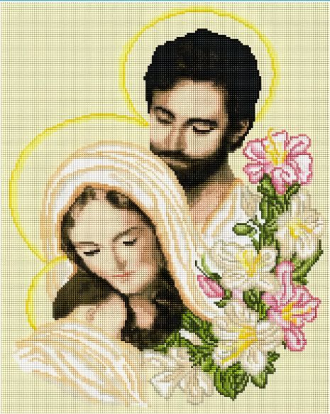 Алмазная мозаика Икона Святая семья в лилиях 40х50 см ColorArt SP024 Алмазная мозаика Икона Святая семья в лилиях 40х50 см ColorArt SP024