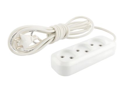 Электрический удлинитель 3 розетки, 5 м 2х1.0 мм² 10 А 250 V MASTERTOOL 94-0056