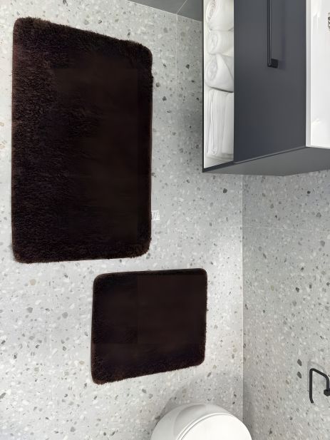 Комплект килимків у ванну і туалет Pirlanta 100*60 +50*60 см з високим ворсом 01297 Brown