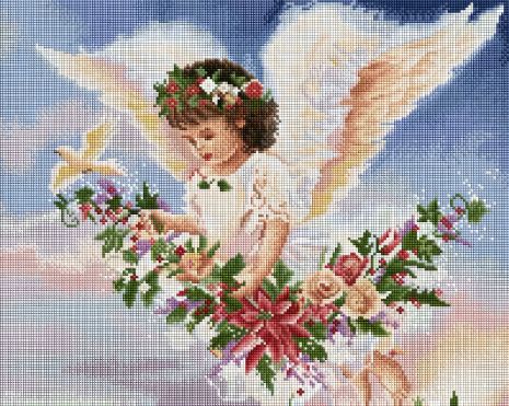 Алмазне мистецтво з мозаїкою "Ангел у квітах", 40x50 см, ColorArt SP036 Алмазне мистецтво з мозаїкою "Ангел у квітах", 40x50 см, ColorArt SP036