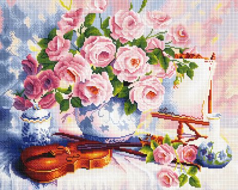 Мозаїка алмазна Троянди і скрипка 40х50 см ColorArt SP050