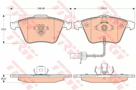 Колодки гальмові дискові Audi A4 A6 A8, TRW (GDB1617)