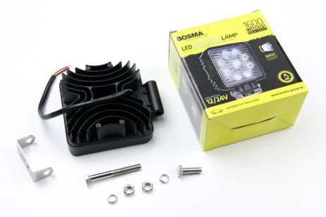 Фара додаткова WORK LED LAMP 12/24 V 9XLED EPISTAR 3W 1600 LM 30° квадратна (1 шт.), BOSMA (6155